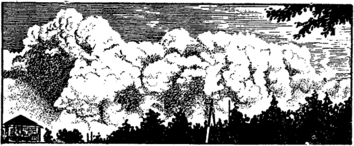 Кучевое облако, образовавшееся над Токио во время землетрясения и пожара в сентябре 1923 г. С фотографии, снятой в Токийской обсерватории.