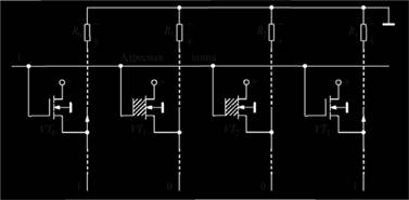Фрагмент матрицы с МОП-транзисторами.