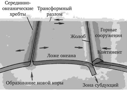 Схема движения литосферных плит.