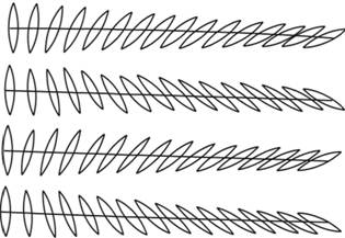 Иллюзия В. Вундта (все прямые на рисунке параллельны).