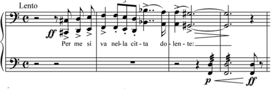 Пример 69. Ф. Лист. Данте-симфония, начало.
