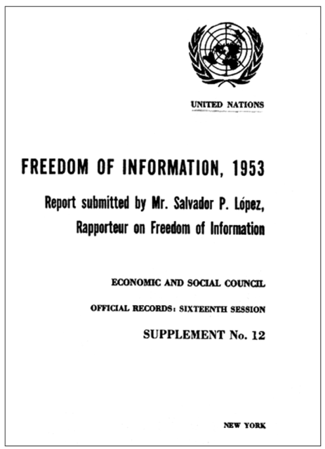 Puc. 2.2. Титульный лист отчета С. Лопеса «О свободе информации», 1953 г.