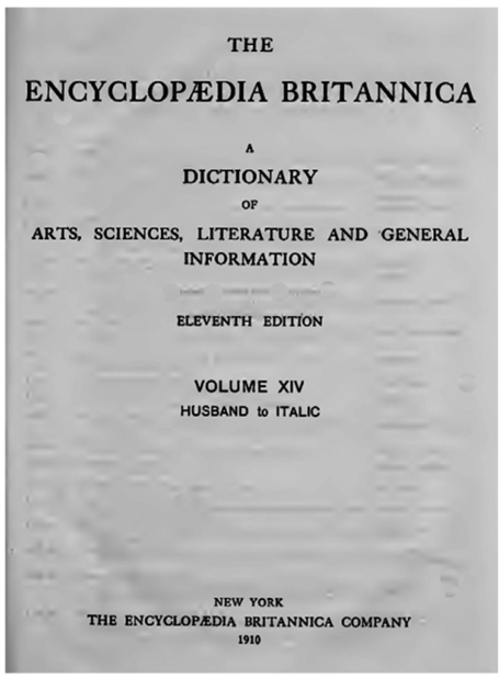 Puc. 2.6. Титульный лист 14 тома 11-го издания Британской Энциклопедии, 1910 г.