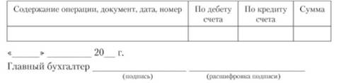 Мемориальный ордер № 1 записать за_20_г., образец.