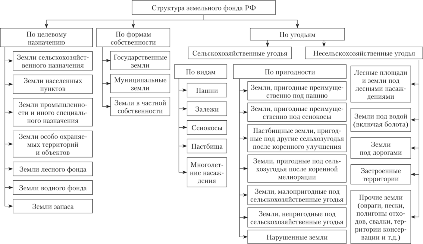 Структура земельного фонда Российской Федерации.