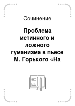 Сочинение по теме Проблема истинного и ложного гуманизма в пьесе М. Горького 