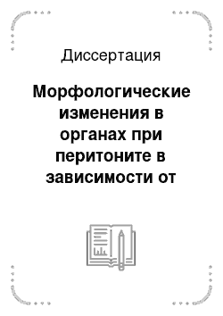 Диссертация: Морфологические изменения в органах при перитоните в зависимости от способа лечения