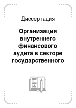 Диссертация: Организация внутреннего финансового аудита в секторе государственного управления Российской Федерации