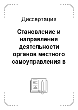 Диссертация: Становление и направления деятельности органов местного самоуправления в Российской Федерации (1993-2003 гг.)