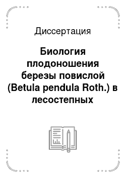 Диссертация: Биология плодоношения березы повислой (Betula pendula Roth.) в лесостепных районах Западной Сибири