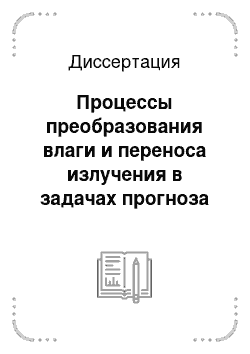 Диссертация: Процессы преобразования влаги и переноса излучения в задачах прогноза погоды и изменения климата