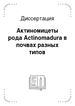 Диссертация: Актиномицеты рода Actinomadura в почвах разных типов