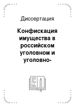 Диссертация: Конфискация имущества в российском уголовном и уголовно-исполнительном законодательстве