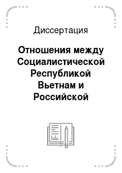 Диссертация: Отношения между Социалистической Республикой Вьетнам и Российской Федерацией в 1991-2009 гг