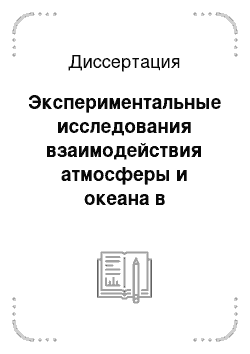 Диссертация: Экспериментальные исследования взаимодействия атмосферы и океана в нестационарных условиях