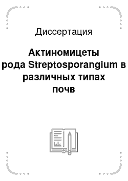 Диссертация: Актиномицеты рода Streptosporangium в различных типах почв