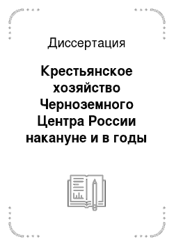 Диссертация: Крестьянское хозяйство Черноземного Центра России накануне и в годы первой мировой войны
