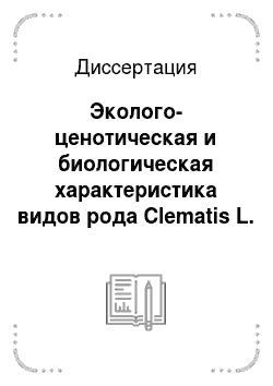 Диссертация: Эколого-ценотическая и биологическая характеристика видов рода Clematis L. Республики Северная Осетия-Алания
