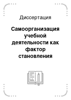 Диссертация: Самоорганизация учебной деятельности как фактор становления субъектности старшеклассников в профильном обучении