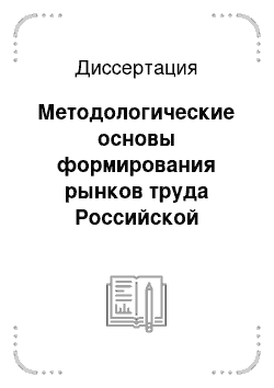 Диссертация: Методологические основы формирования рынков труда Российской Федерации и Республики Узбекистан: сопоставительный анализ