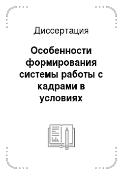 Диссертация: Особенности формирования системы работы с кадрами в условиях современной России