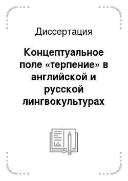Диссертация: Концептуальное поле «терпение» в английской и русской лингвокультурах