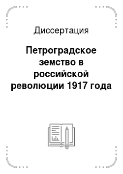 Диссертация: Петроградское земство в российской революции 1917 года