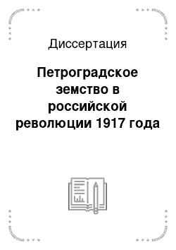 Диссертация: Петроградское земство в российской революции 1917 года