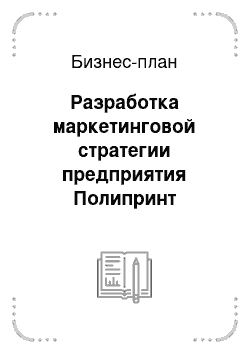 Бизнес-план: Разработка маркетинговой стратегии предприятия Полипринт