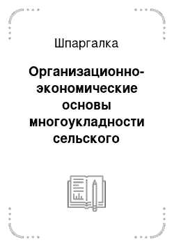 Шпаргалка: Организационно-экономические основы многоукладности сельского хозяйства