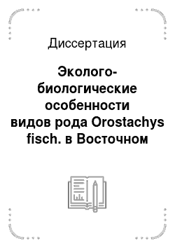 Диссертация: Эколого-биологические особенности видов рода Orostachys fisch. в Восточном Забайкалье