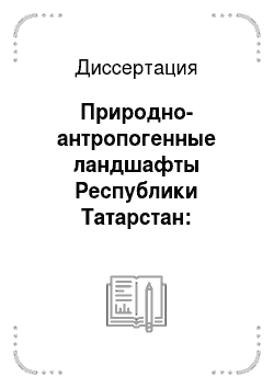 Диссертация: Природно-антропогенные ландшафты Республики Татарстан: картографирование, пространственный анализ и геоэкологическая оценка