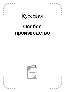 Курсовая: Особое производство