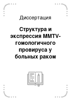 Диссертация: Структура и экспрессия MMTV-гомологичного провируса у больных раком молочной железы