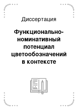 Диссертация: Функционально-номинативный потенциал цветообозначений в контексте когнитивной парадигмы