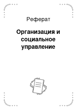 Реферат: Организация и социальное управление