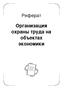 Реферат: Организация охраны труда на объектах экономики