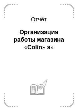 Отчёт: Организация работы магазина «Colin» s»
