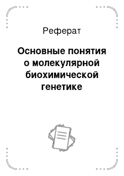 Реферат: Основные понятия о молекулярной биохимической генетике