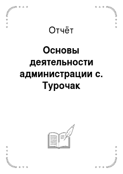 Отчёт: Основы деятельности администрации с. Турочак