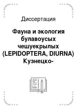 Диссертация: Фауна и экология булавоусых чешуекрылых (LEPIDOPTERA, DIURNA) Кузнецко-Салаирской горной области