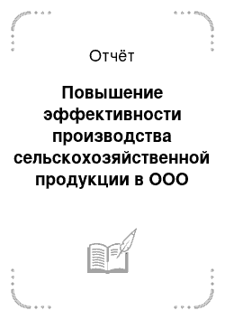 Отчёт: Повышение эффективности производства сельскохозяйственной продукции в ООО «Агрохим» Чаплыгинского района Липецкой области