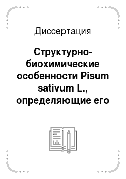 Диссертация: Структурно-биохимические особенности Pisum sativum L., определяющие его устойчивость к Bruchus pisorum L