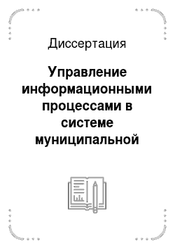 Диссертация: Управление информационными процессами в системе муниципальной власти: На примере Нижегородской области