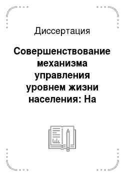 Диссертация: Совершенствование механизма управления уровнем жизни населения: На примере Нижегородской области