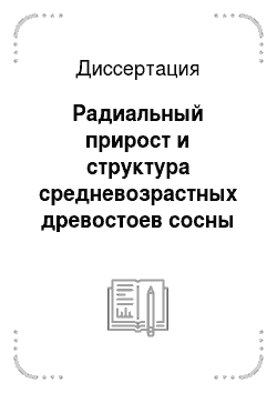 Диссертация: Радиальный прирост и структура средневозрастных древостоев сосны в Красноярской лесостепи