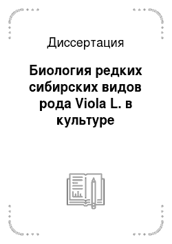 Диссертация: Биология редких сибирских видов рода Viola L. в культуре