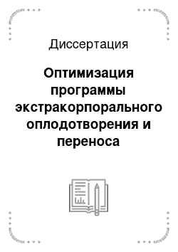 Диссертация: Оптимизация программы экстракорпорального оплодотворения и переноса эмбрионов с учетом ангиогенных факторов