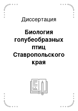 Диссертация: Биология голубеобразных птиц Ставропольского края