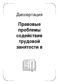 Диссертация: Правовые проблемы содействия трудовой занятости в России
